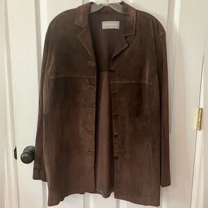 Liz Claiborne Collection Brown Suede Shirt Jacket Sz L